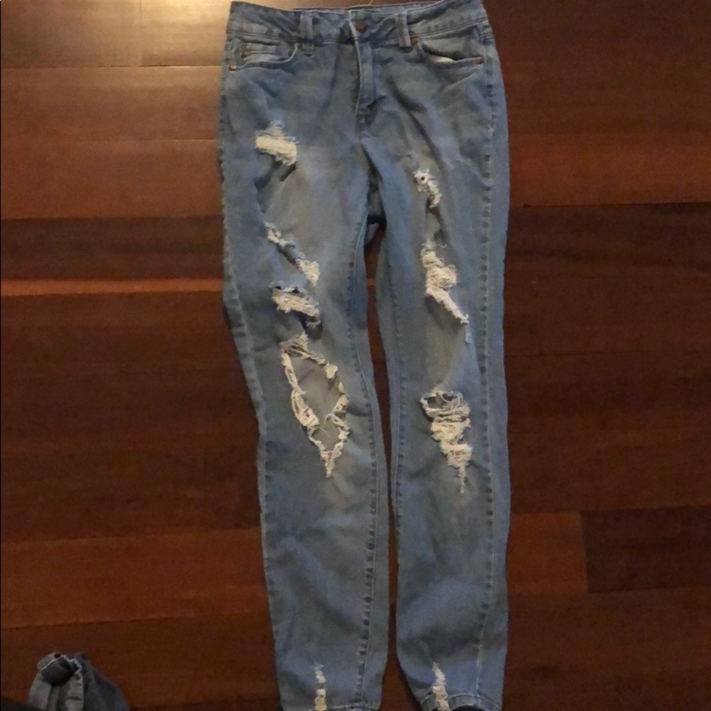 Ripped blue jeans